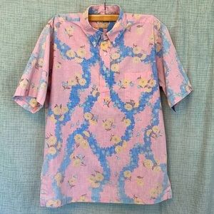REYN SPOONER Hawaiian Floral Polo Collar Shirt